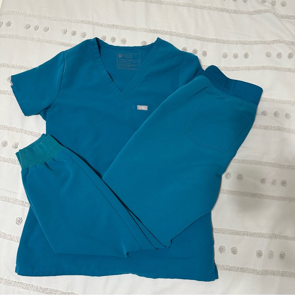 Figs Pacific Blue SET. XS TOP, S BOTTOMS